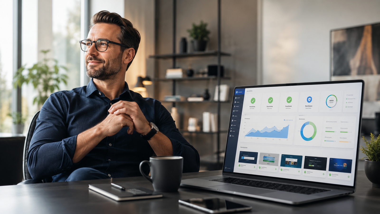 Business owner feeling calm because website management is handled