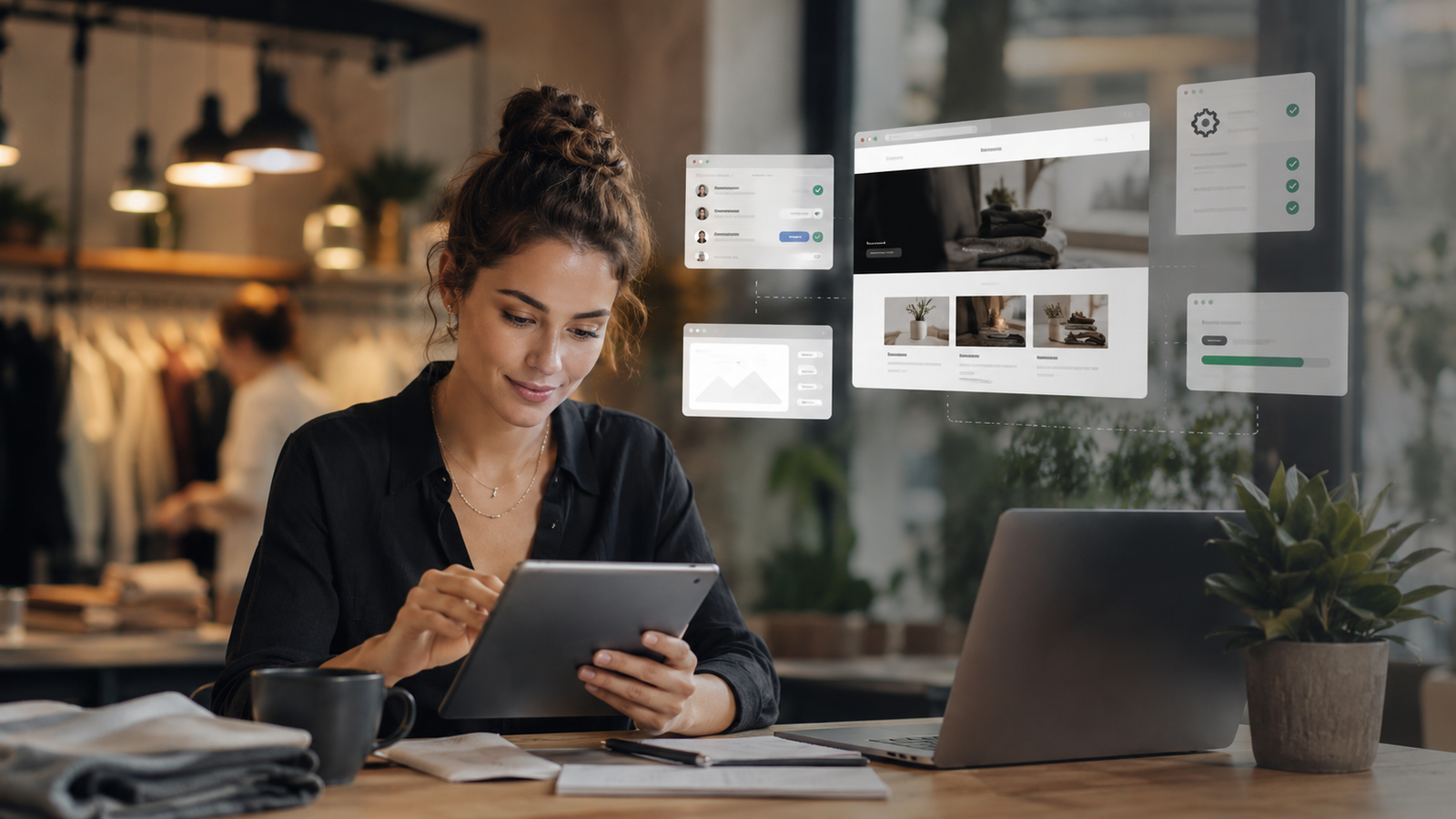 Business owner reviewing website management updates on a tablet